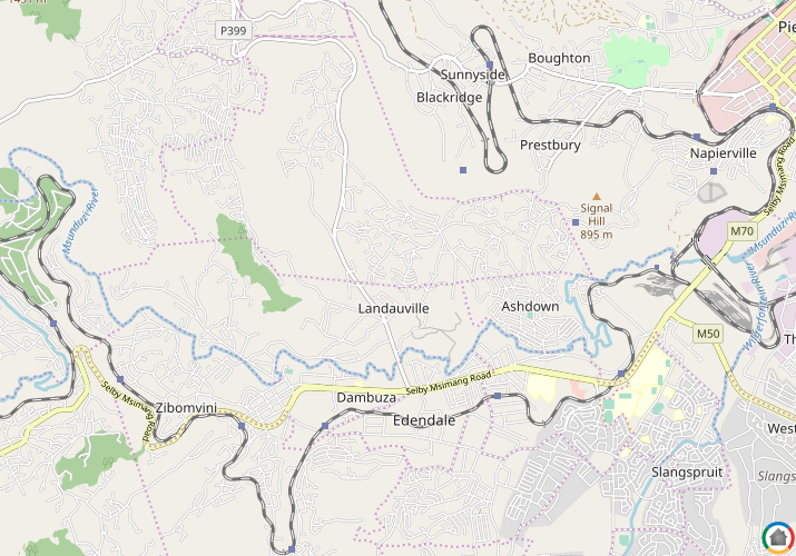 Map location of Pietermaritzburg (KZN)
